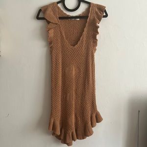 Free People | Camel Colored Loose Knit Cover Up with Cap Sleeves